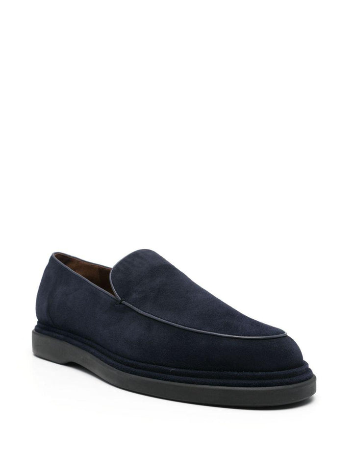 Mocassini blu notte in suede 