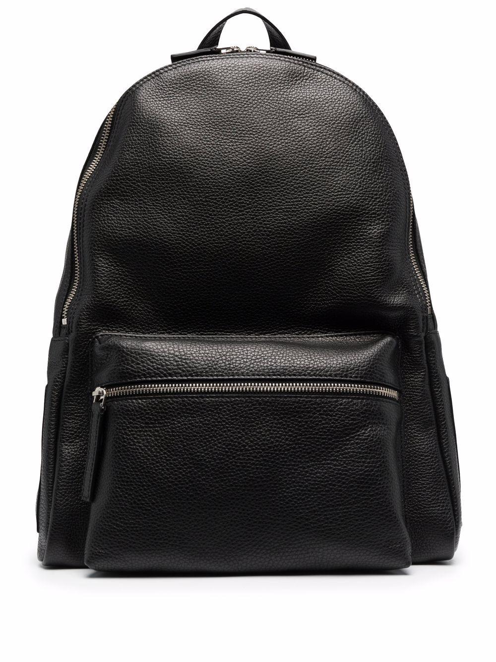 Zaino nero in pelle martellata 