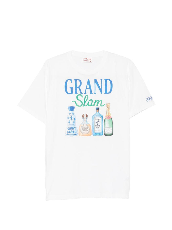 T-shirt bianca in cotone con stampa 