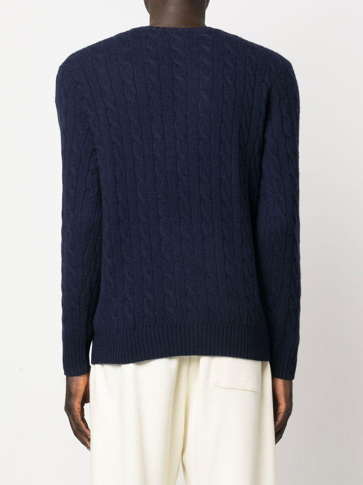 Maglione girocollo blu navy con ricamo Polo Pony 
