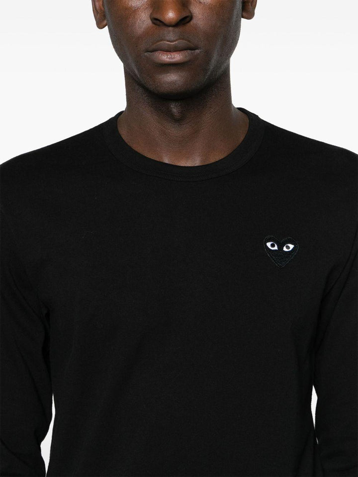 T-shirt black heart manica lunga nera 
