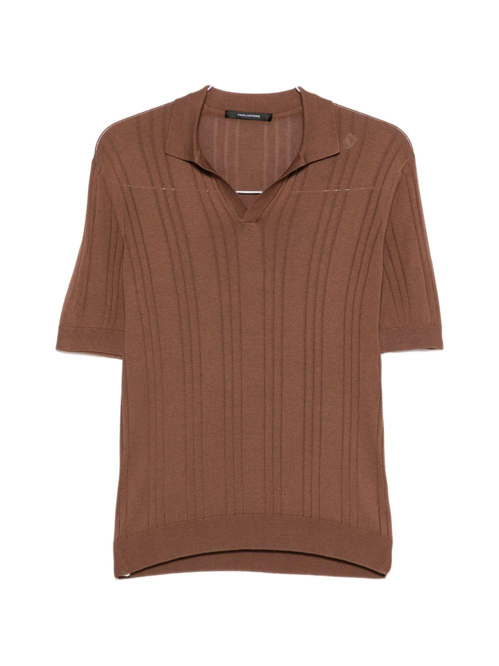 Polo Darnel marrone con scollo a V 