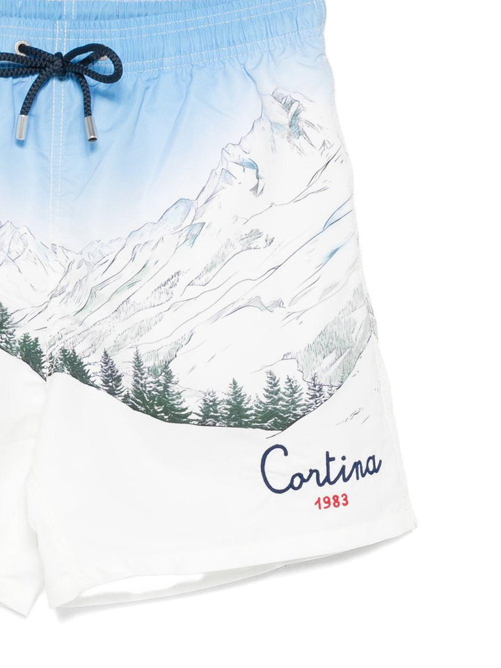 Costume da bagno bianco con stampa 