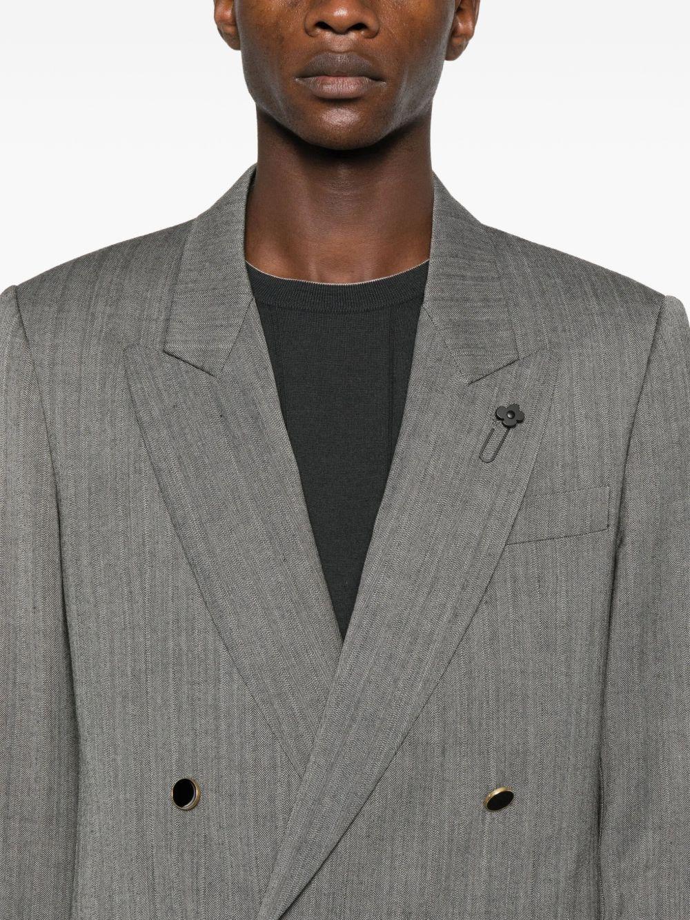 Blazer Grigio Spigato Doppiopetto con rever a lancia 