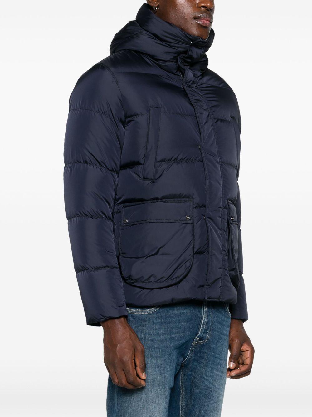 Piumino blu navy con cappuccio 