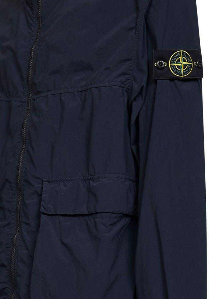 Giacca Nylon Smerigliato con cappuccio e tasche blu navy 