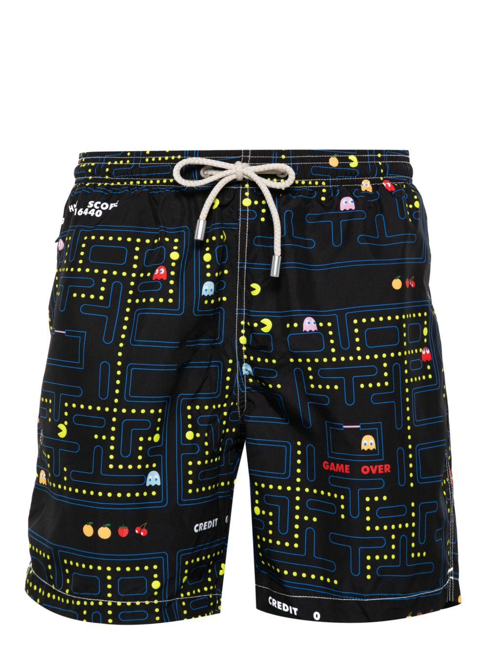 Costume da bagno nero con stampa all-over 