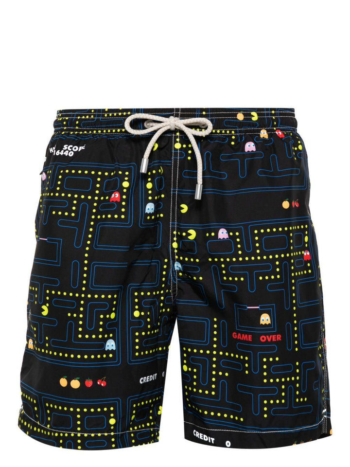 Costume da bagno nero con stampa all-over 