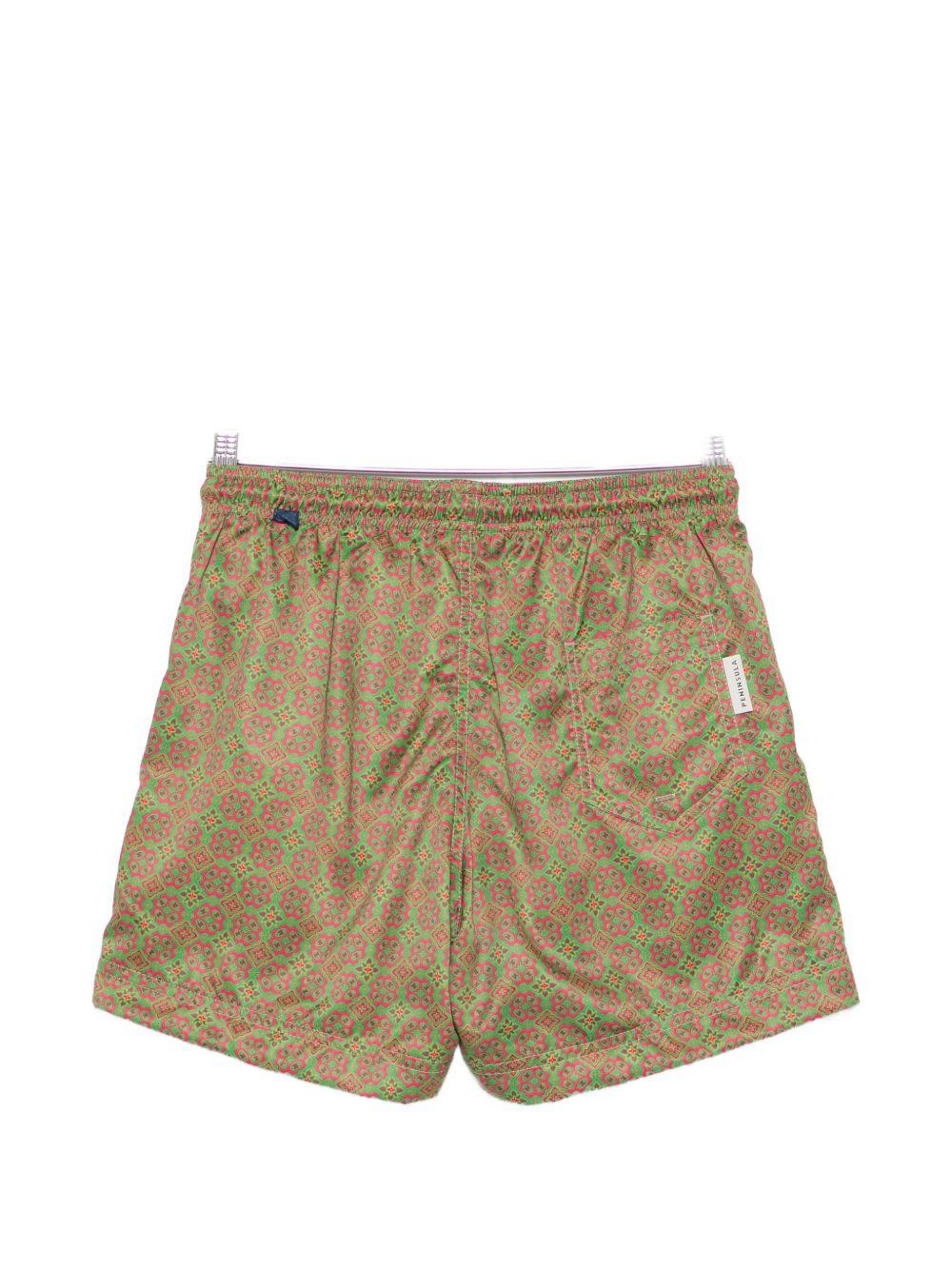 Costume da bagno con stampa geometrica verde 