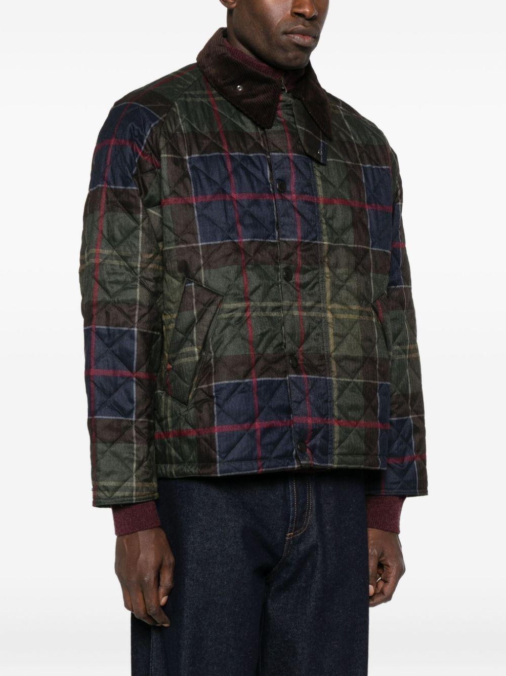 Giacca trapuntata verde scuro tartan 