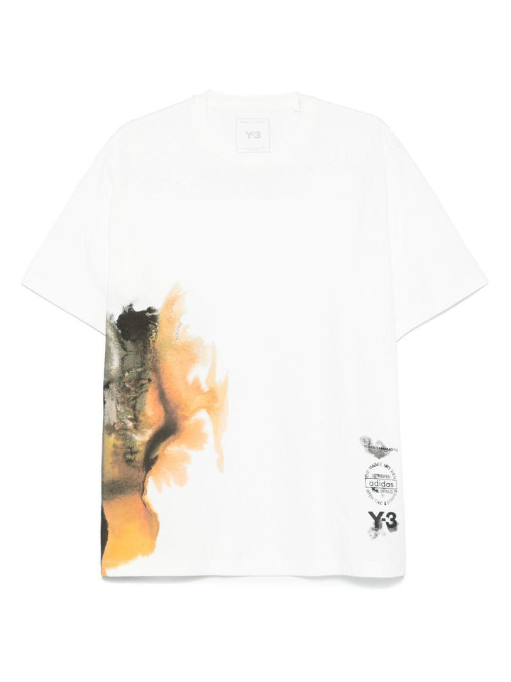 T-shirt bianca con stampa astratta 