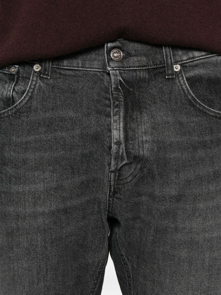 Jeans grigio con baffatura 
