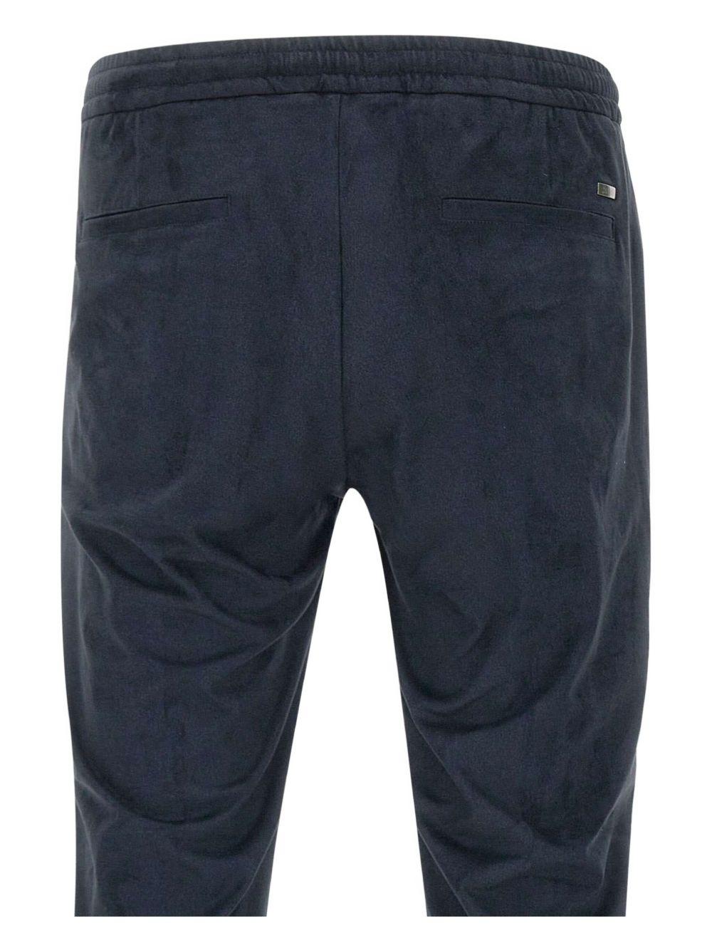 Pantaloni blu notte con pieghe e vita elasticizzata 