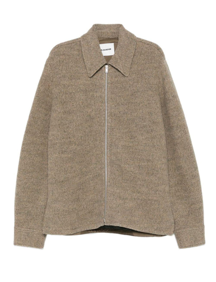 Giacca beige in lana con zip 