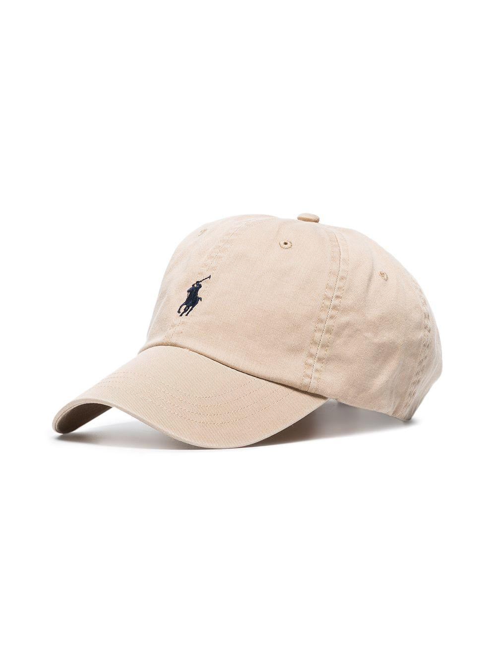 Cappello da baseball beige in cotone chino 