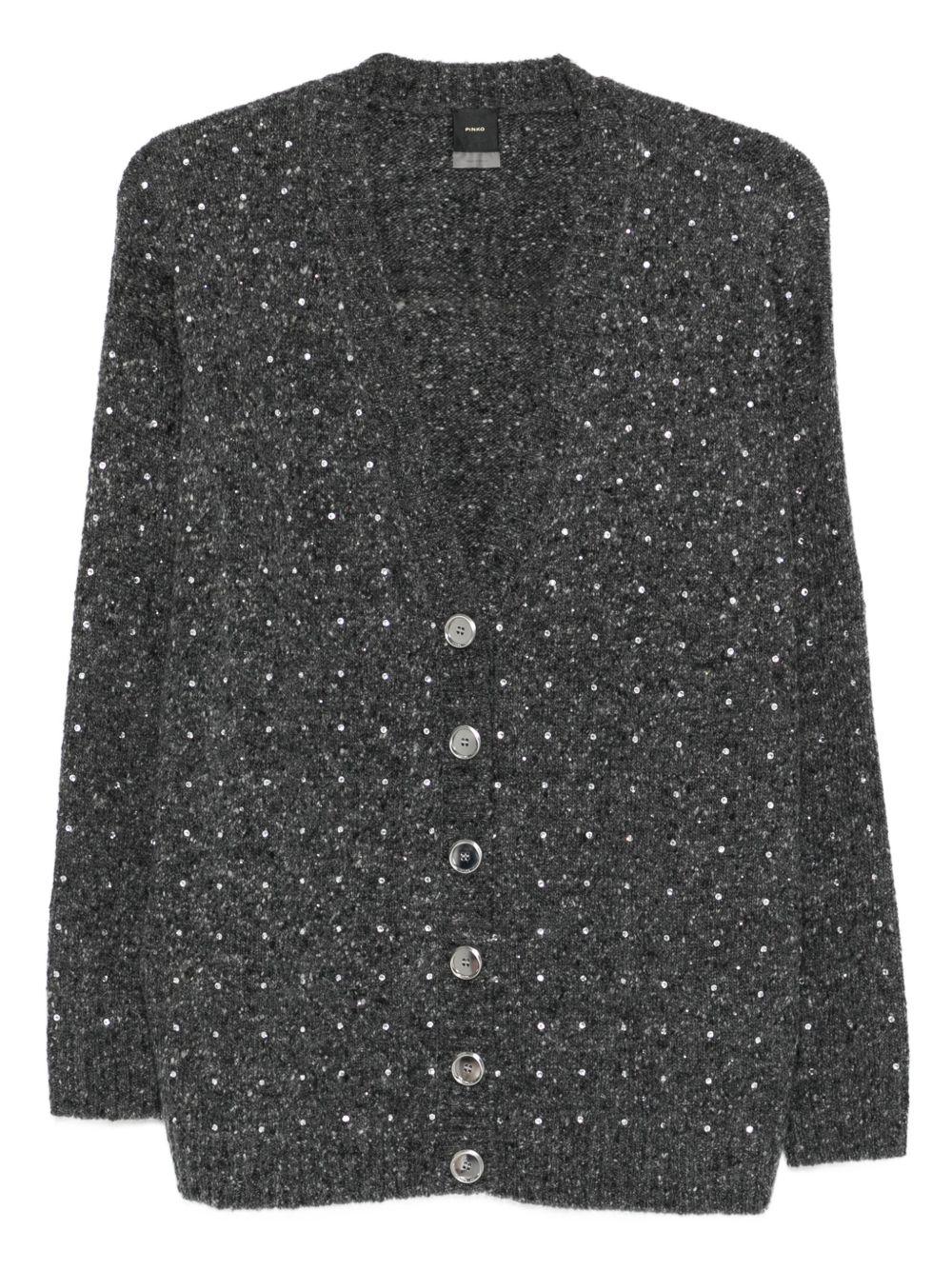 Cardigan crop con strass 