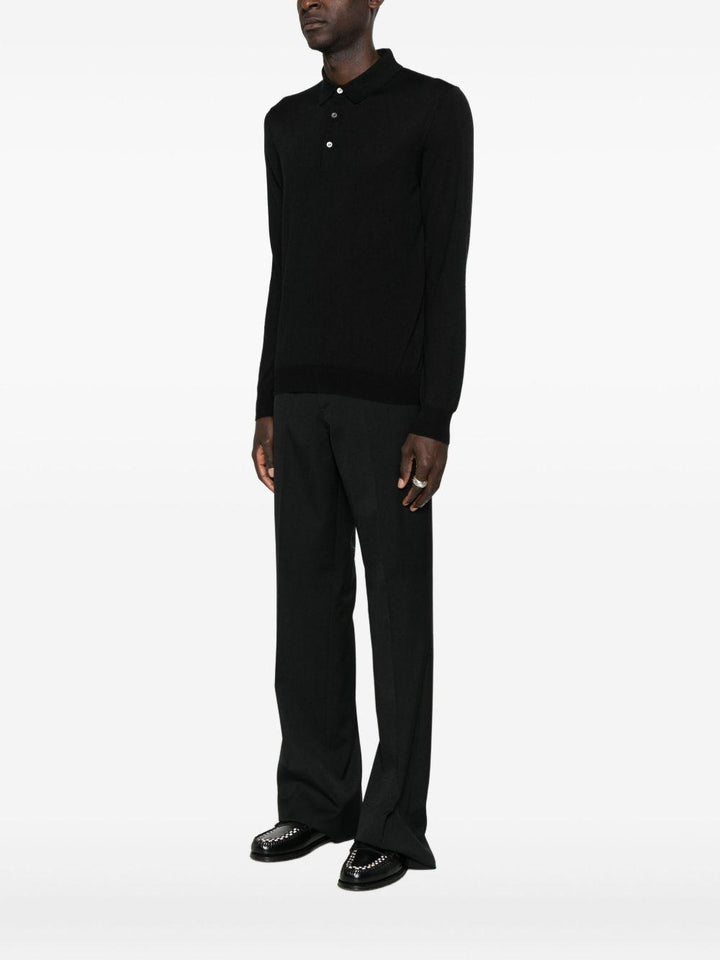 Maglione stile polo a maniche lunghe nero 