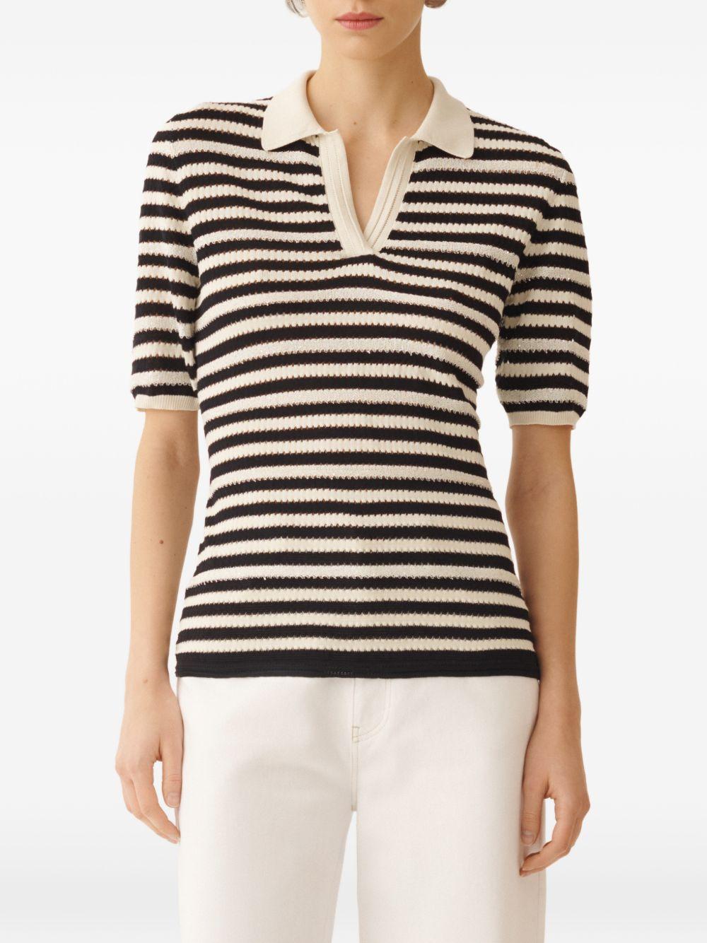 Top a righe con scollo a V 