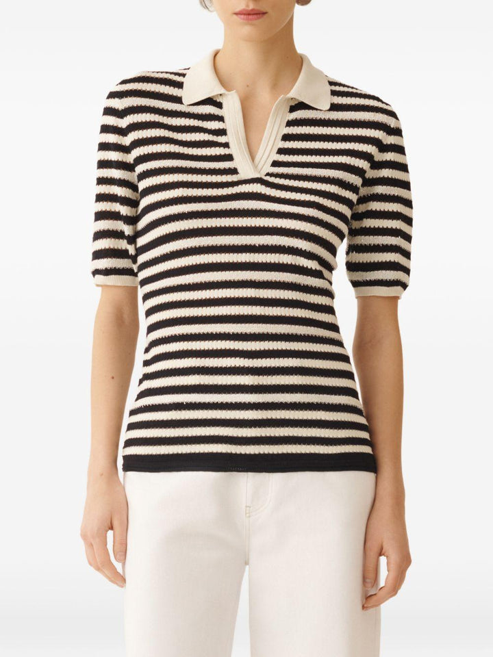 Top a righe con scollo a V 