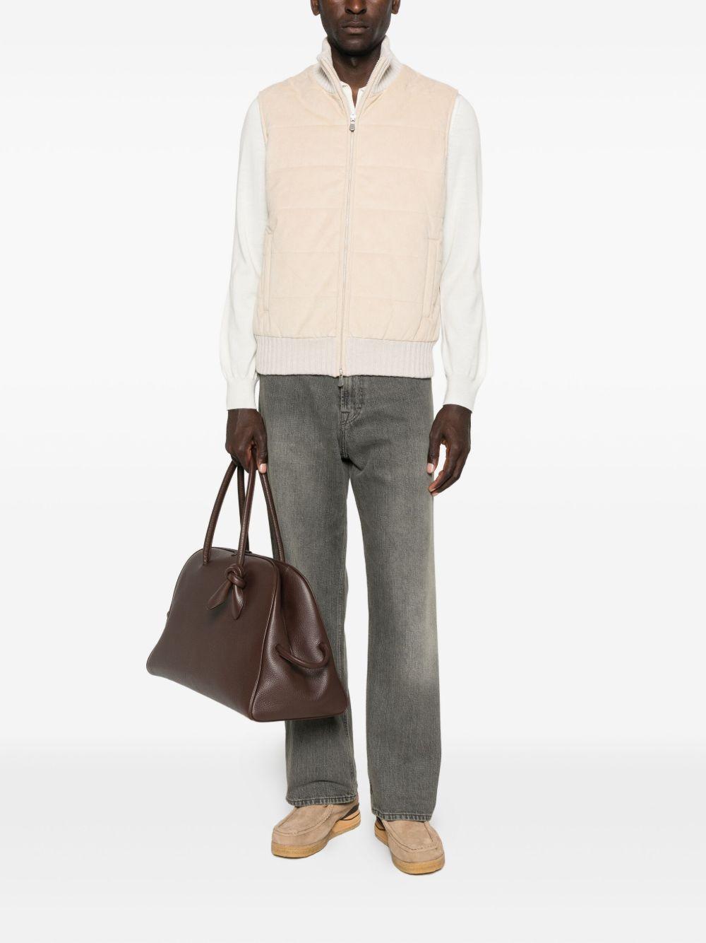 Gilet imbottito con zip écru 