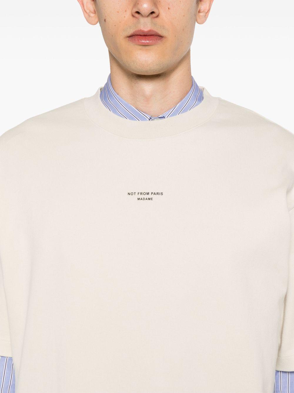 T-shirt panna con stampa 