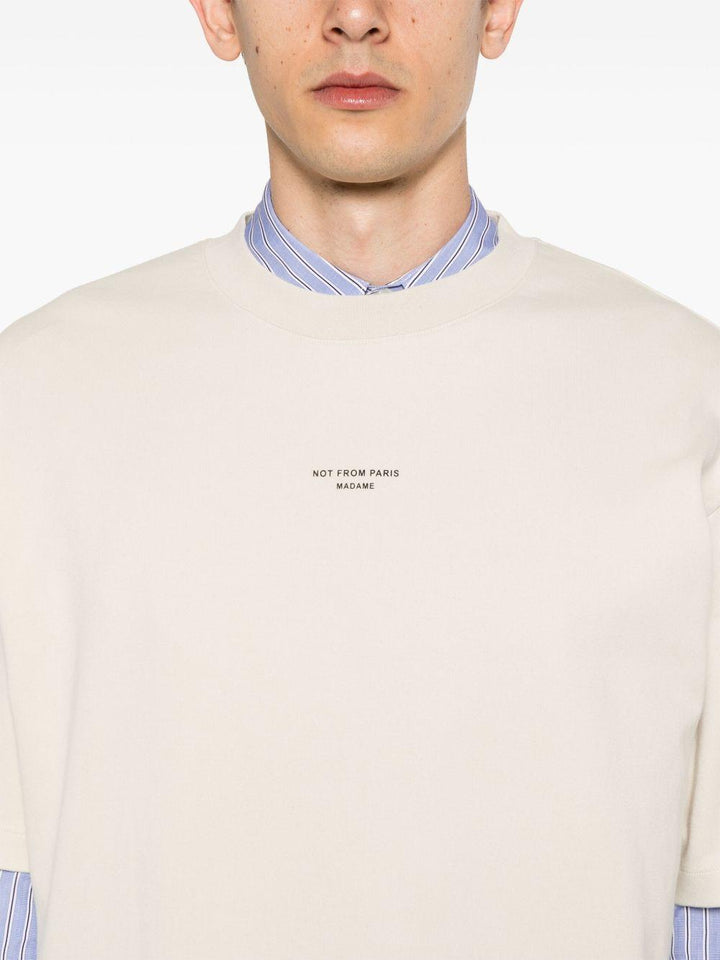 T-shirt panna con stampa 
