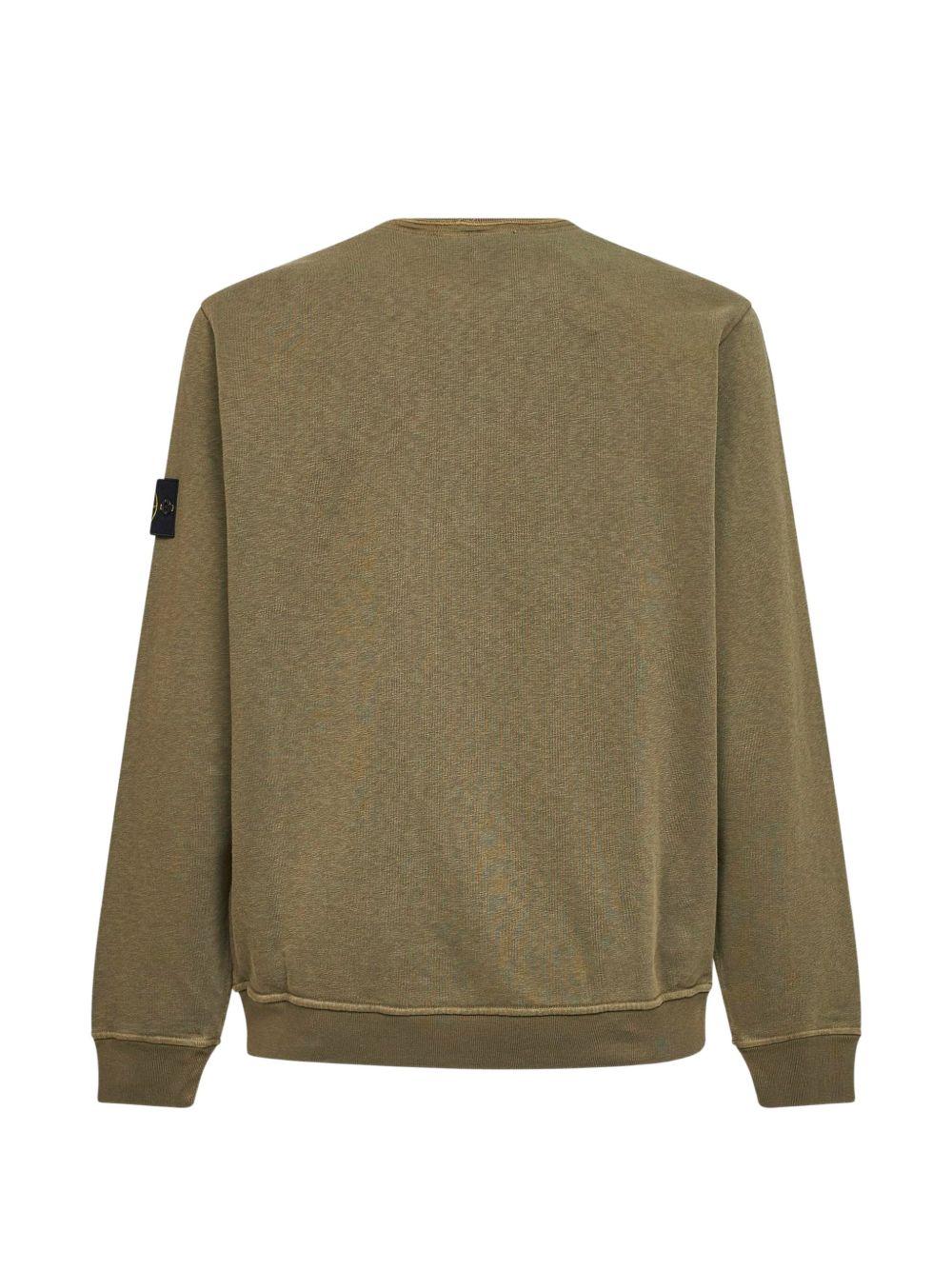 Felpa verde militare a coste con patch logo 