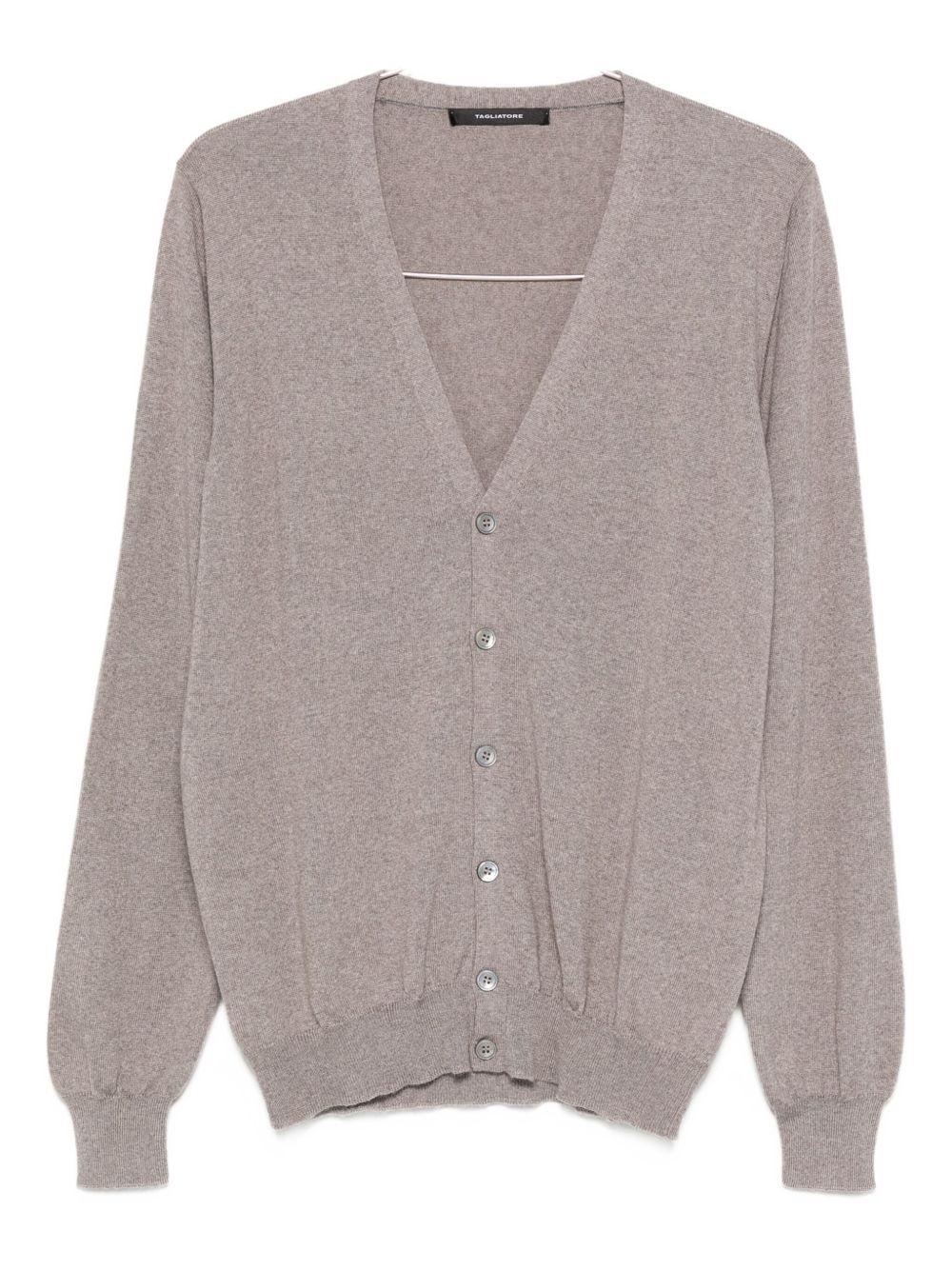 Cardigan con bottoni e scollo a V beige 