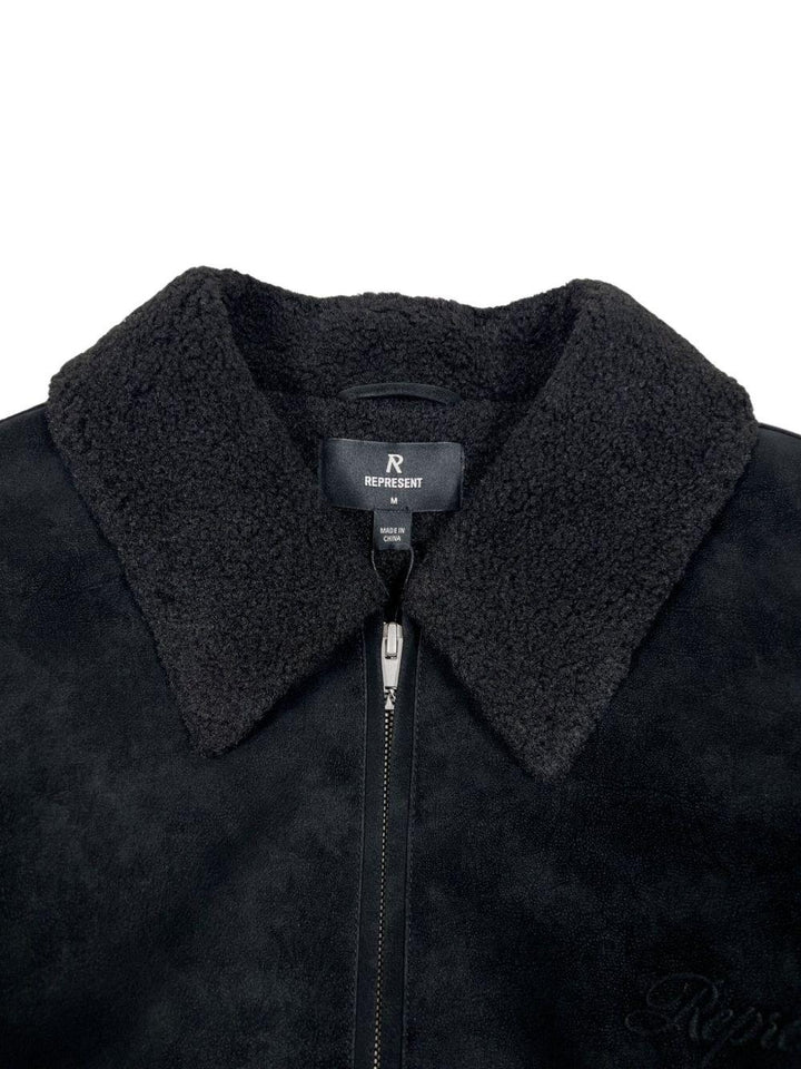 Giacca color sabbia con colletto in shearling 