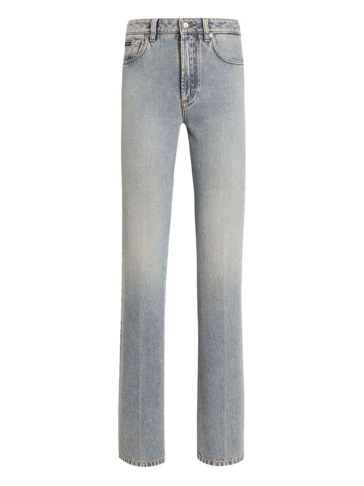 Jeans con placca logo 