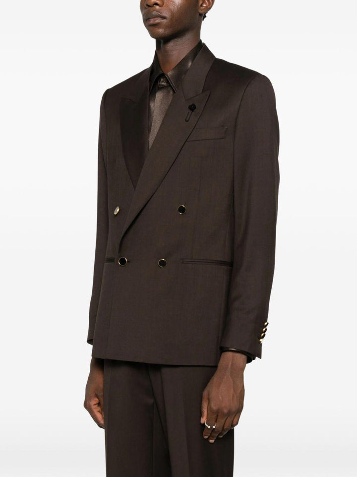 Blazer Marrone Doppiopetto con rever a lancia 