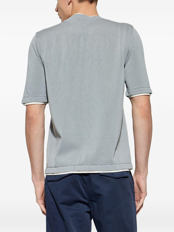 T-shirt denim e bianco girocollo 