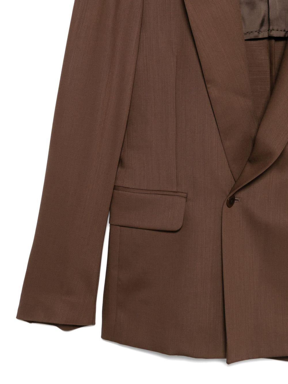 Giacca marrone con revers a scialle 