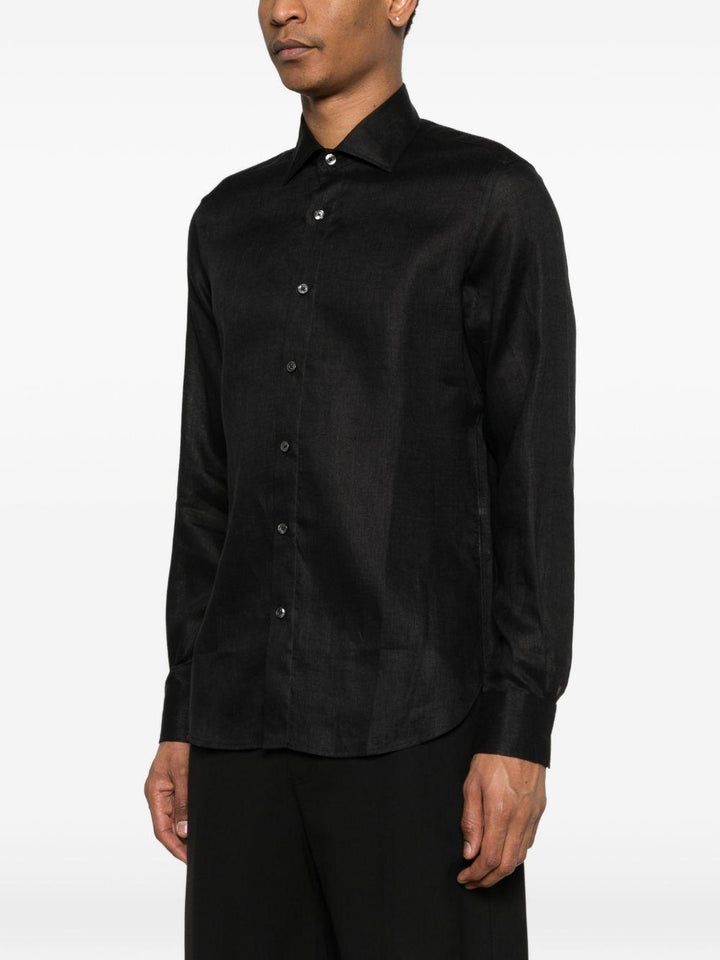Camicia nera in lino con bottoni 