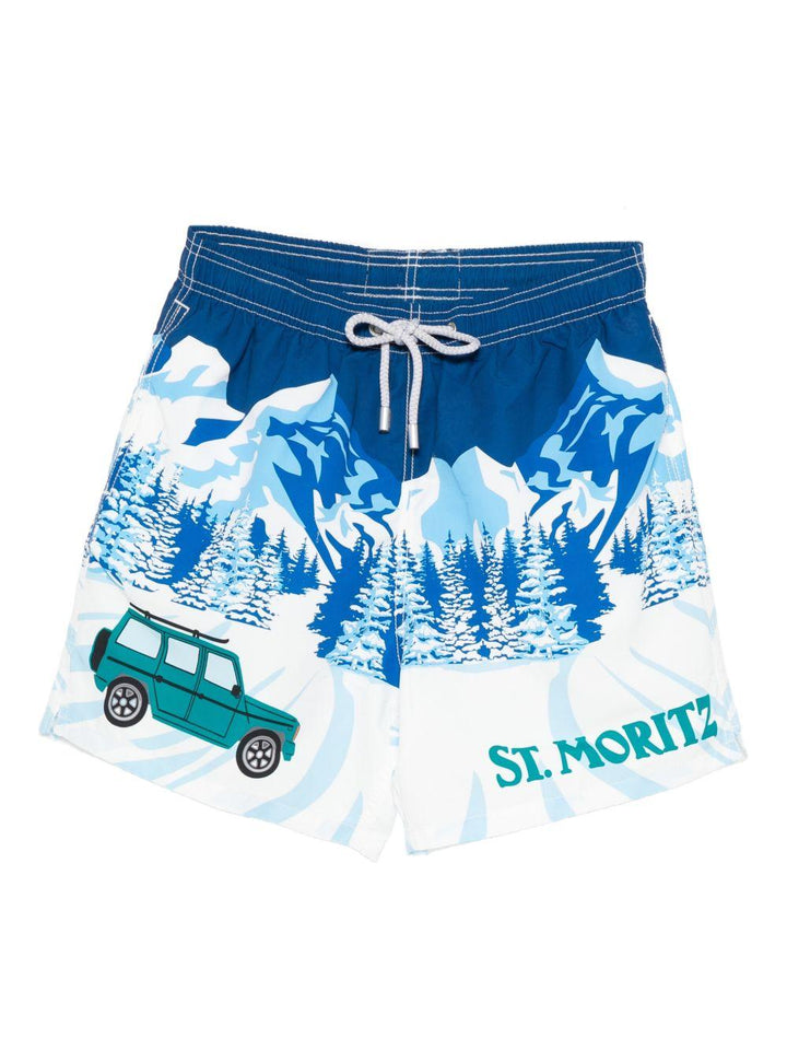 Costume da bagno blu con stampa 