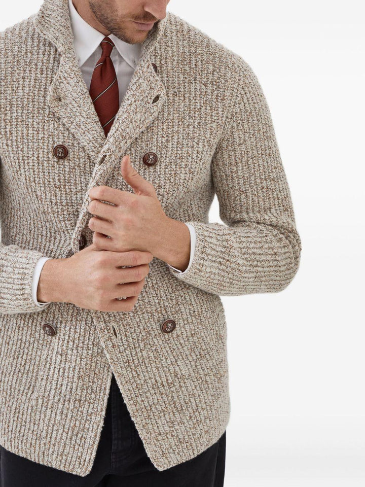 Cardigan doppiopetto beige chiaro con bottoni 