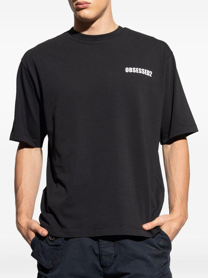 T-shirt bianca in cotone con stampa Obsessed2