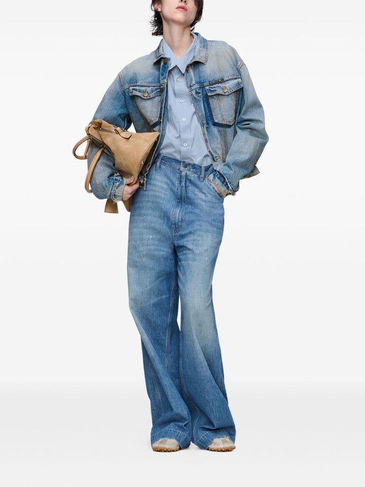 Giacca denim con bordi sfrangiati 