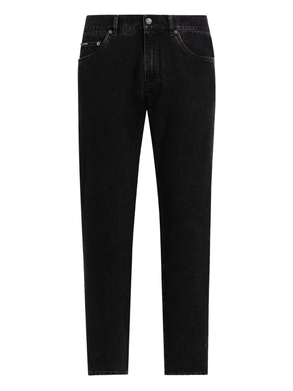 Jeans neri in cotone con applicazione logo