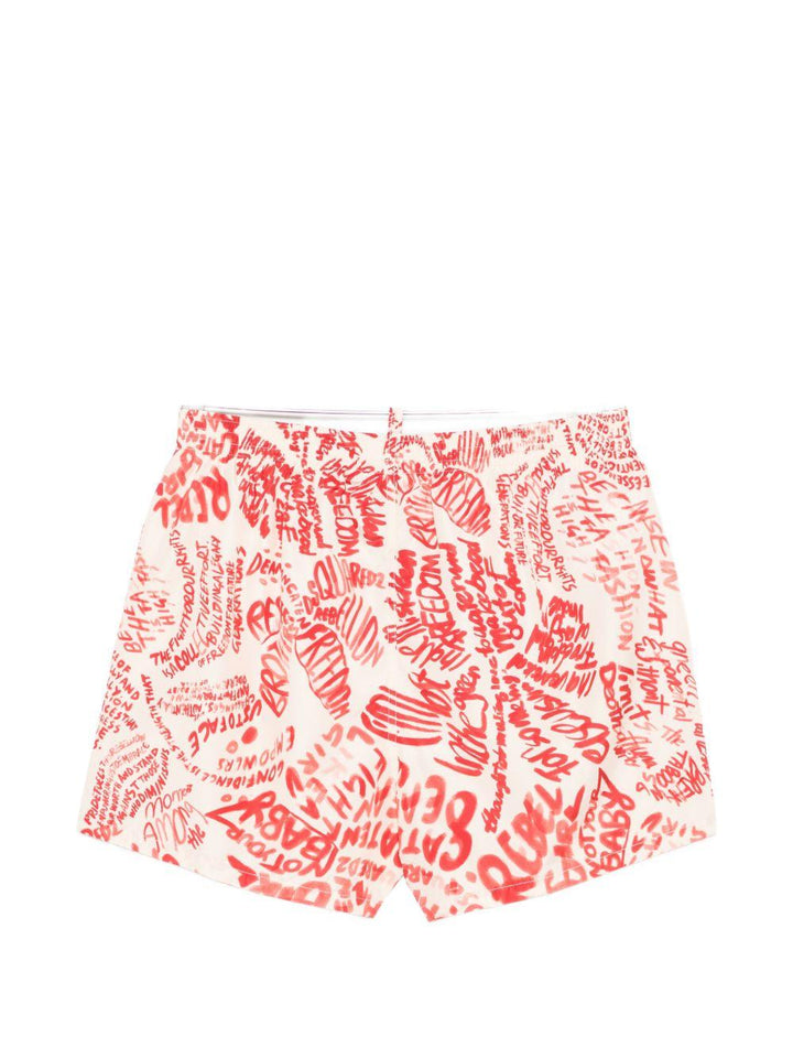 Costume da bagno avorio con stampa graffiti 