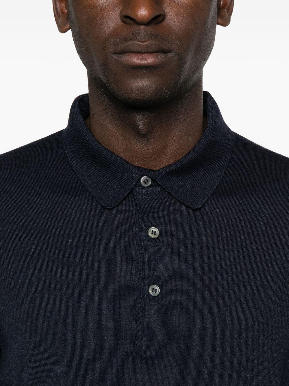 Maglione stile polo a maniche lunghe blu scuro 