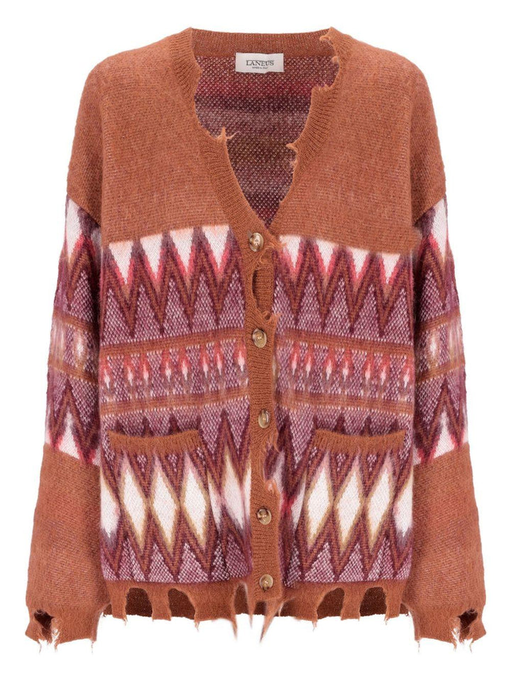 Cardigan arancione con frange 