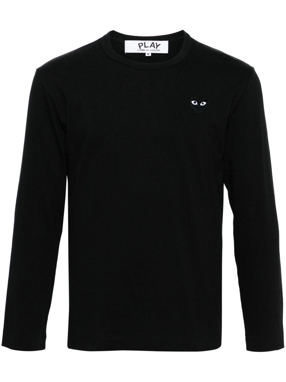 T-shirt black heart manica lunga nera 