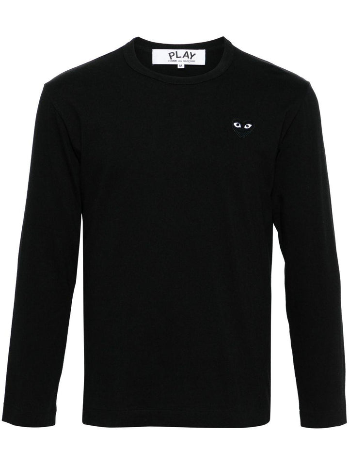T-shirt black heart manica lunga nera 