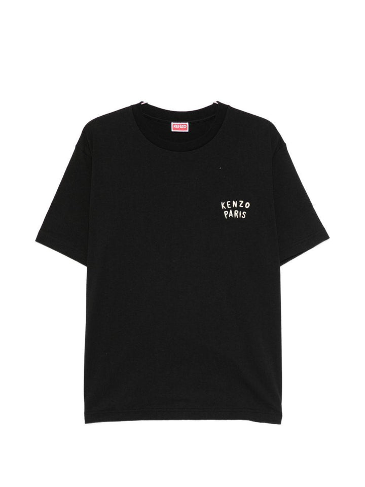 T-shirt con logo ricamato nera 