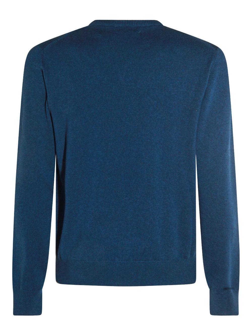 Maglione girocollo blu in cashmere 