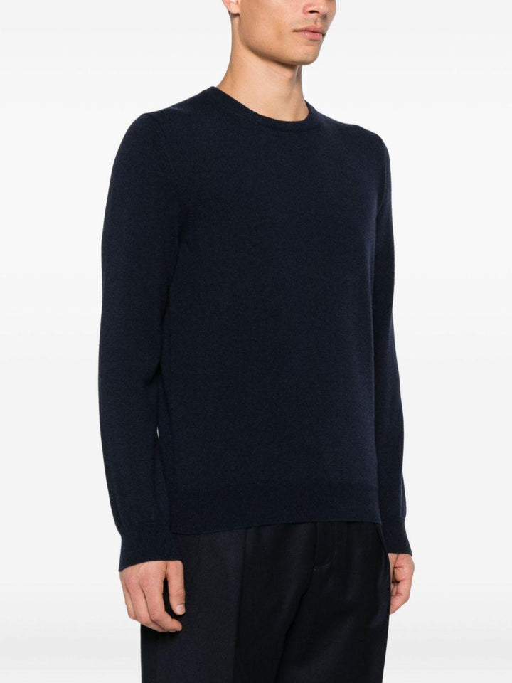 Maglione girocollo blu scuro in cashmere