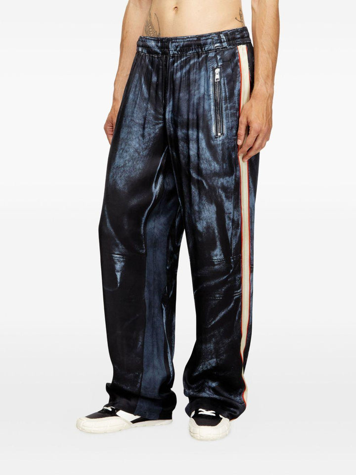 Pantaloni P-THECKS blu con banda laterale