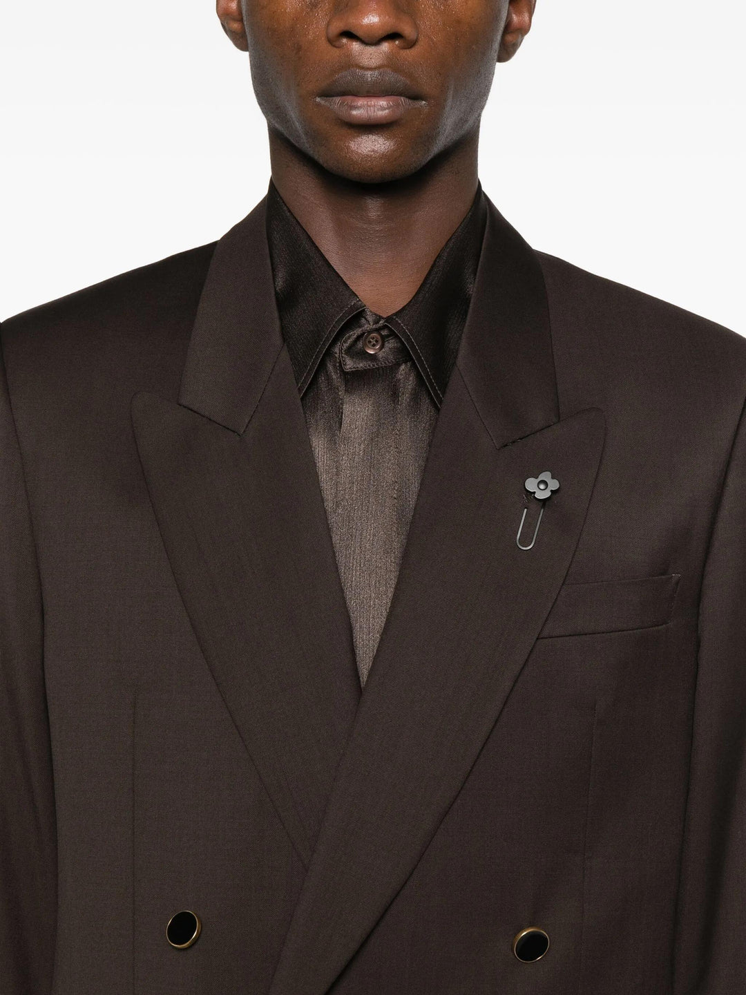Blazer Marrone Doppiopetto con rever a lancia 