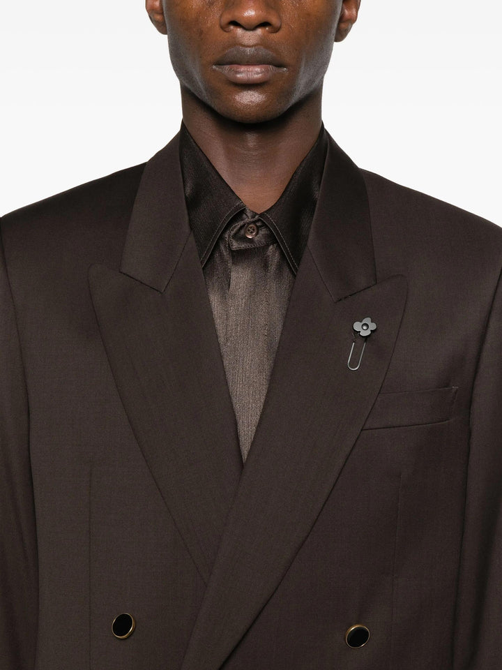 Blazer Marrone Doppiopetto con rever a lancia 